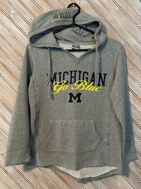 Stadium Athletics Gray Michigan "Go Blue" Hoodie with Yellow and Navy Accents